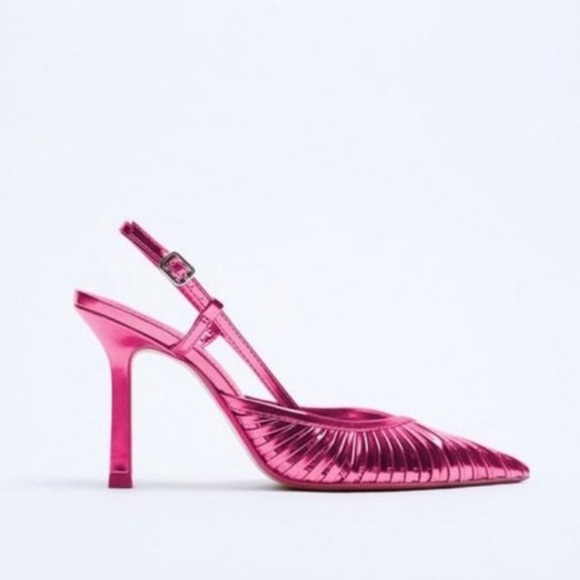 ZARA Metallic Pink Pointed High Heel Shoes With Medium Heel Size 41, 38 (F) - Picture 11 of 12